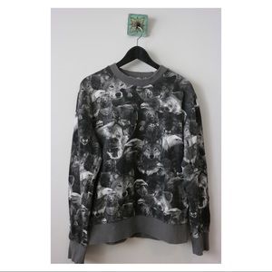 Insight Mens Grey Graphic Wolfe Sweater pullover